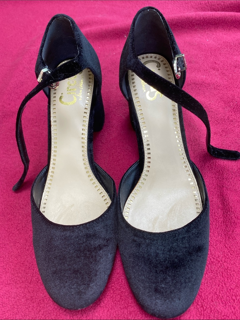 Black Velvet Ankle-Strap Heels by Sam Edelman